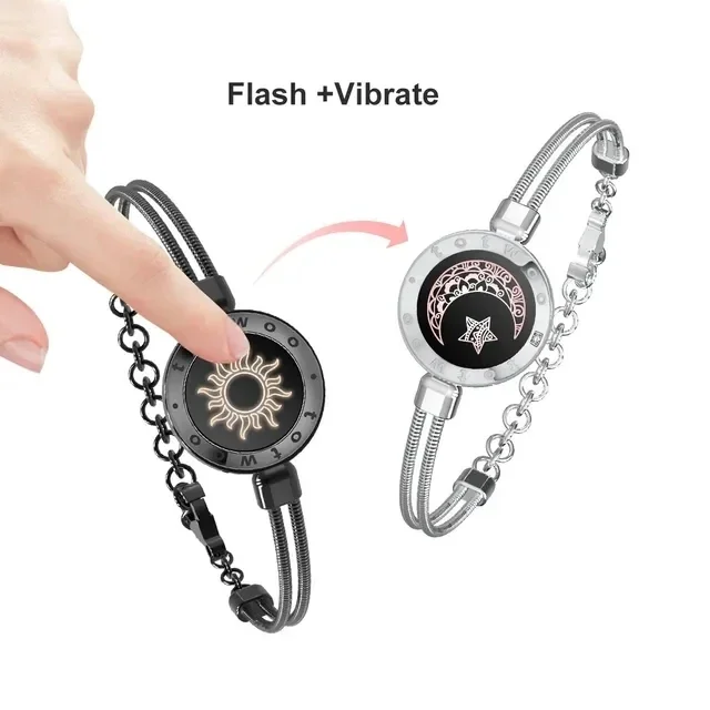 totwoo Long Distance touch Light up&Vibrate Bracelets for Couples, Long Distance Relationship Gifts Smart Sun&Moon Love Bracelet - Image 12