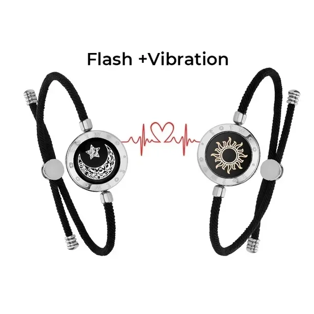 totwoo Long Distance touch Light up&Vibrate Bracelets for Couples, Long Distance Relationship Gifts Smart Sun&Moon Love Bracelet - Image 8